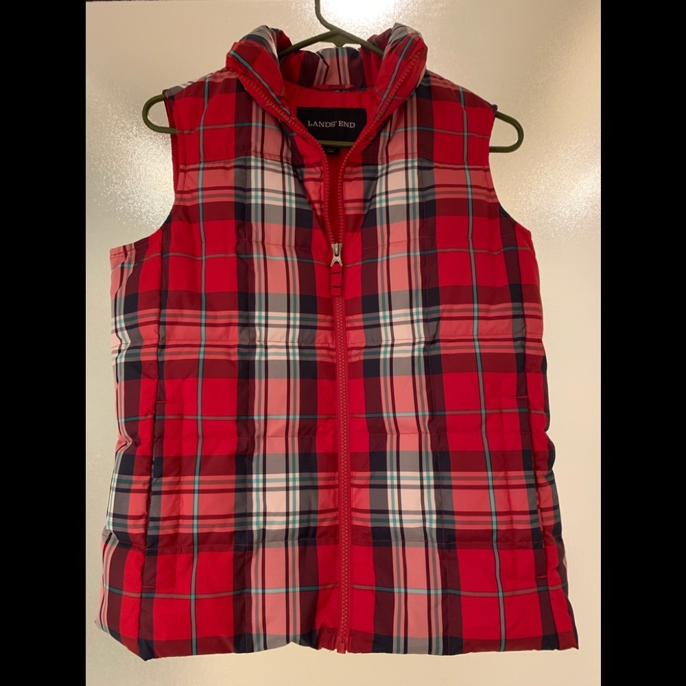 Women’s Red Checked Puffy Vest